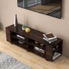 Wooden TV Stand with 8 Open Shelves for TVs up to 65 Inch Flat Screen