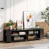 Wooden TV Stand with 8 Open Shelves for TVs up to 65 Inch Flat Screen