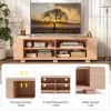 Wooden TV Stand with 8 Open Shelves for TVs up to 65 Inch Flat Screen