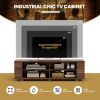 Wooden TV Stand with 8 Open Shelves for TVs up to 65 Inch Flat Screen